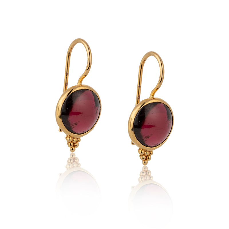 Tuscan Earring, Garnet, Gold