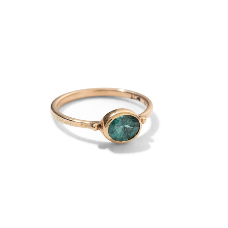 Pippa Ring, Blue-Green Tourmaline, 9kt Yellow Gold