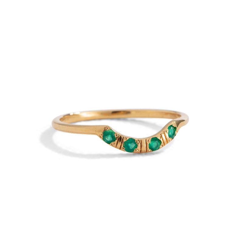 Deco Band, Green Onyx, 9kt Yellow Gold