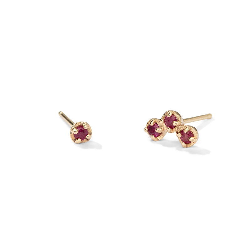 Orion Mix Match Stud, Ruby, 9kt Yellow Gold