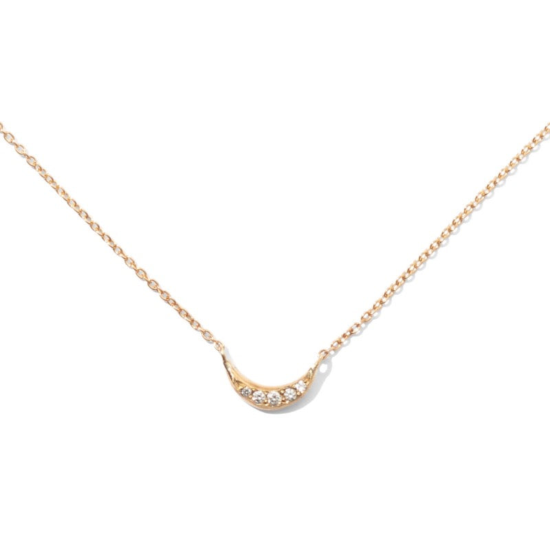 Crescent Necklace, White Diamond, 9kt Yellow Gold