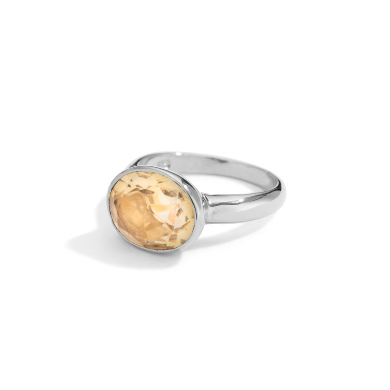 Leone Ring, Citrine, Silver