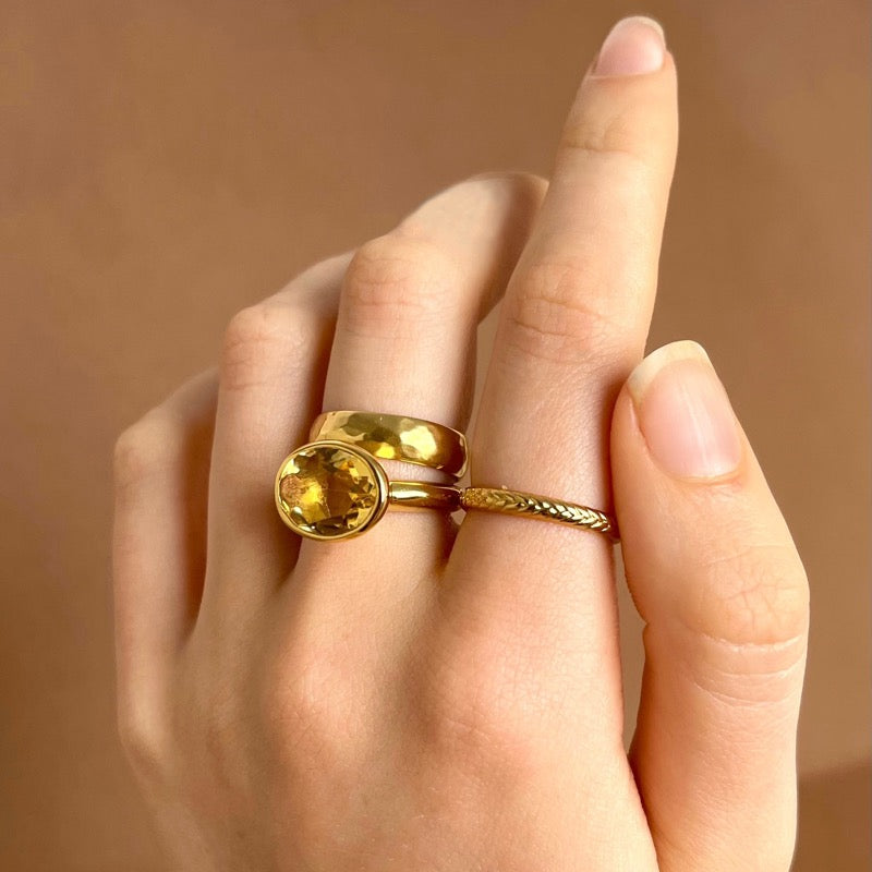 Leone Ring, Citrine, Gold