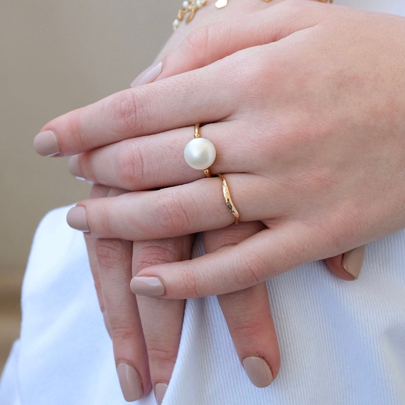 Juno Ring, Freshwater Pearl, Gold