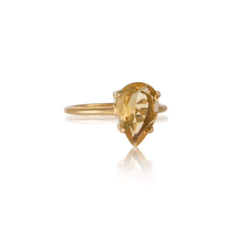 Pear Ring, Citrine, 9kt Yellow Gold