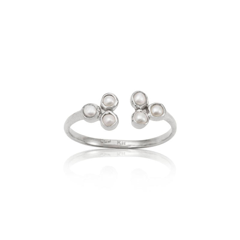 Clover Ring, Pearl, Silver