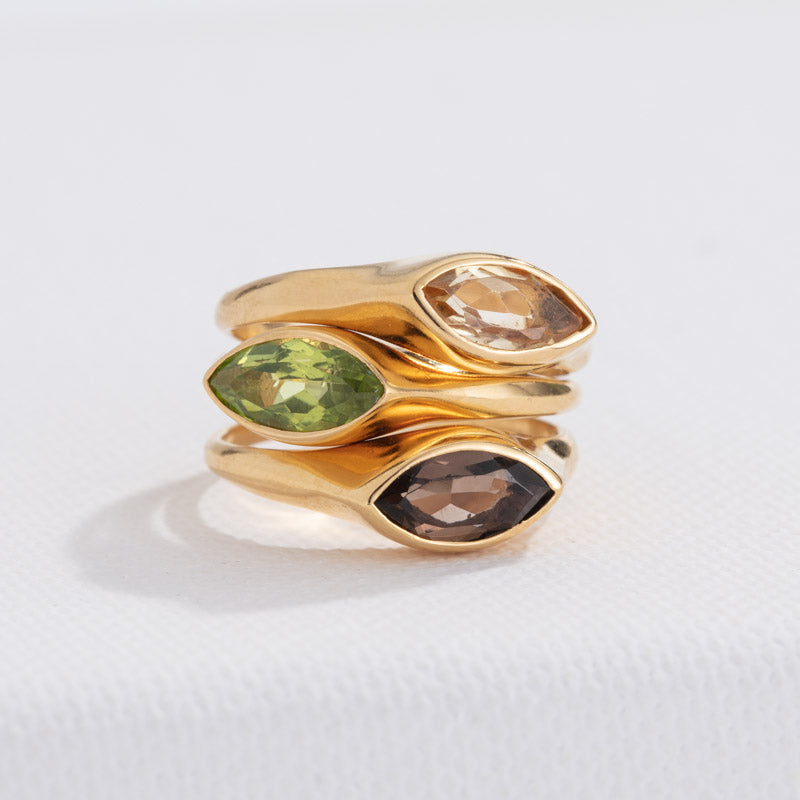 Iris Ring, Peridot, Silver