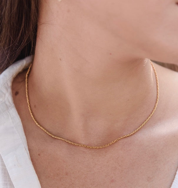 Rope Chain Necklace, Thin, Gold
