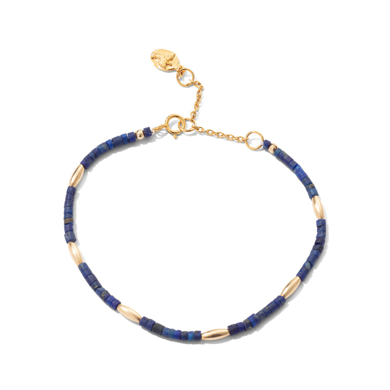 Seed Bracelet, Lapis Lazuli, Gold