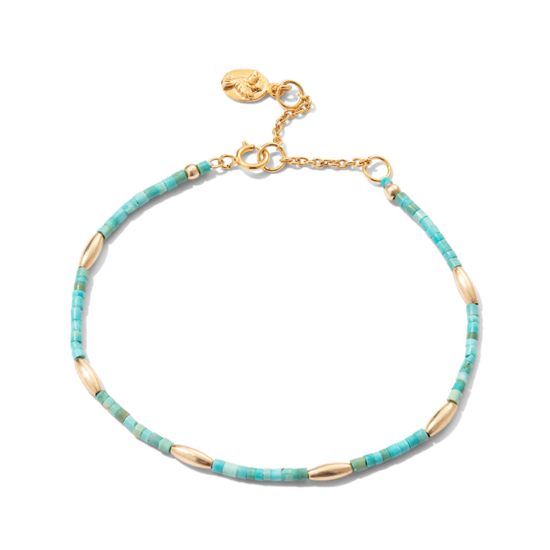 Seed Bracelet, Turquoise, Gold