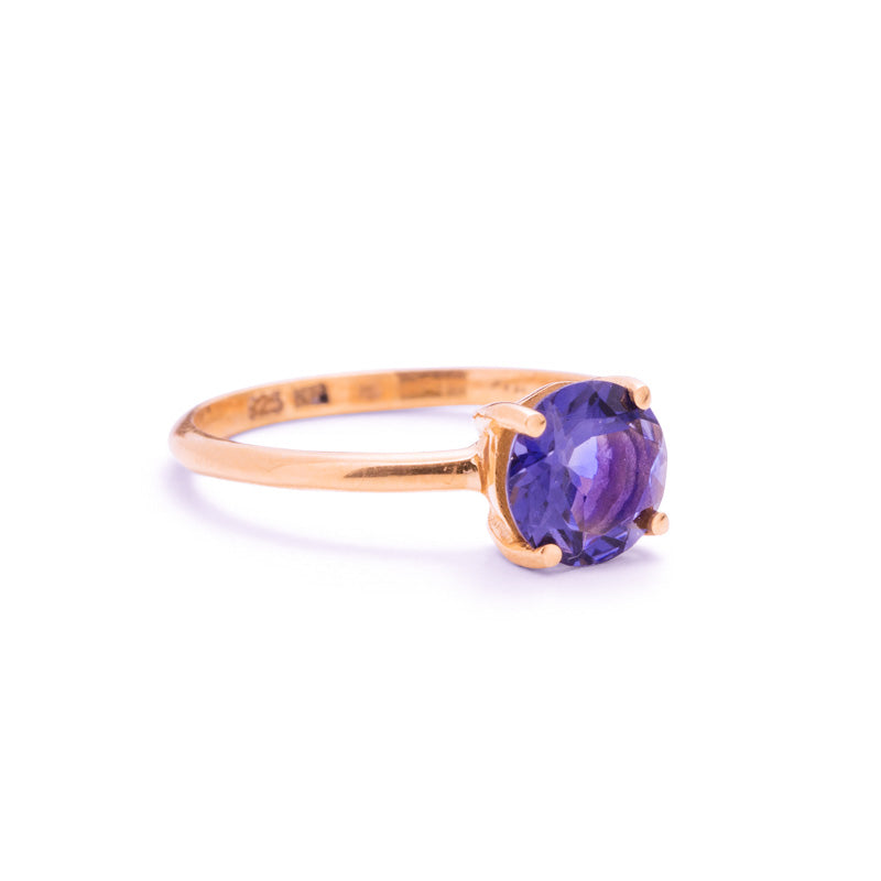 Solitaire Ring, Iolite, 9kt Rose Gold
