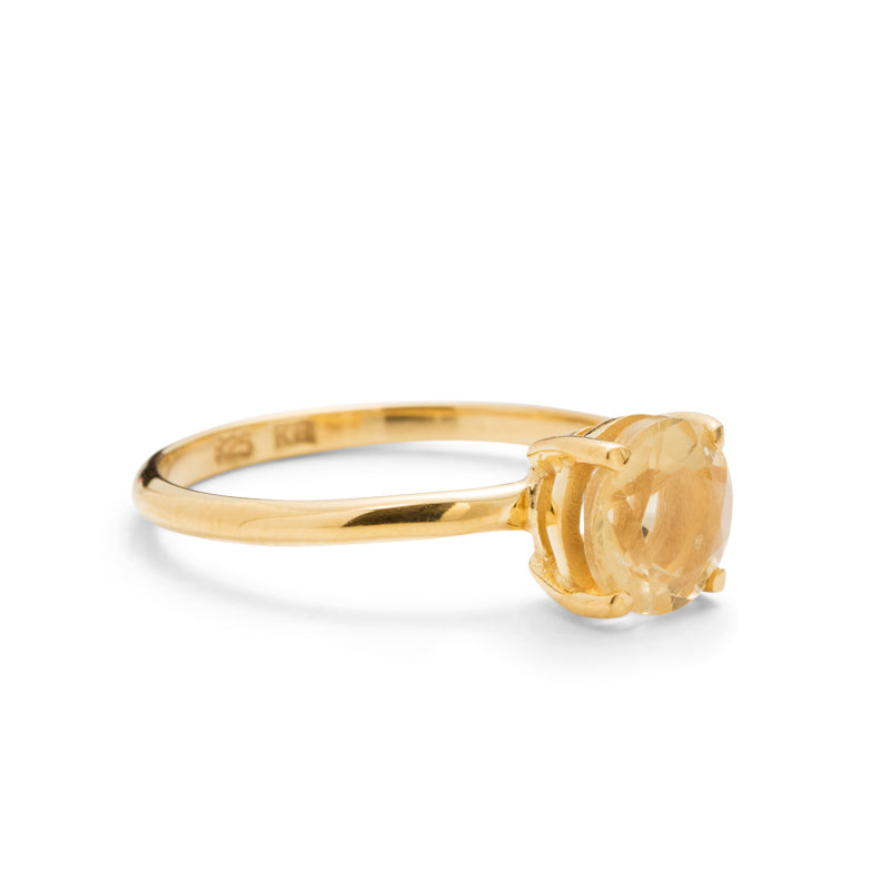 Solitaire Ring, Citrine, 9kt Yellow Gold