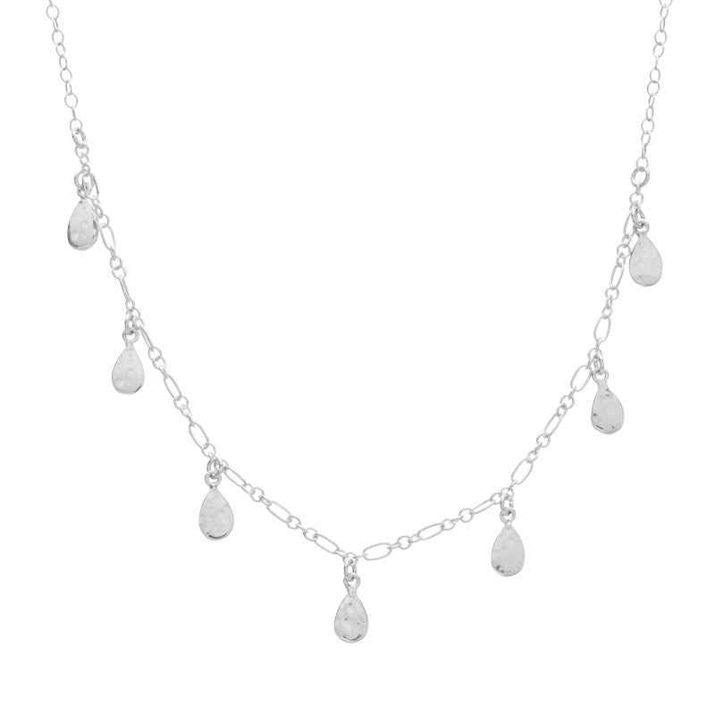 Teardrop Charm Necklace, Silver