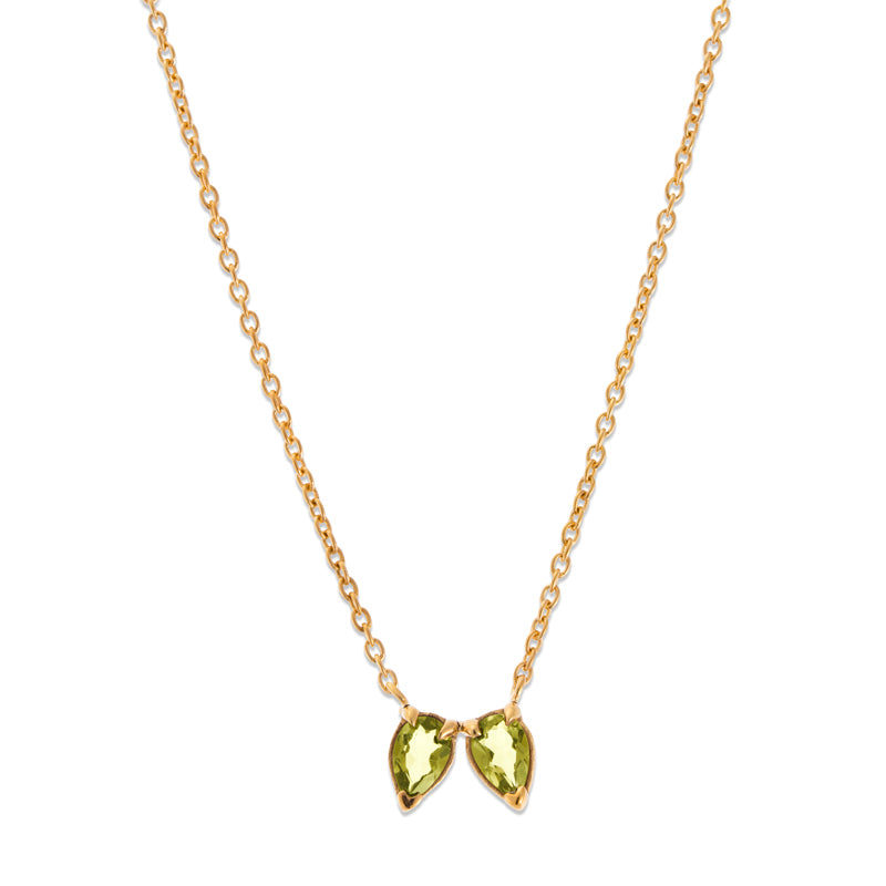 Teardrop Necklace, Peridot, Gold