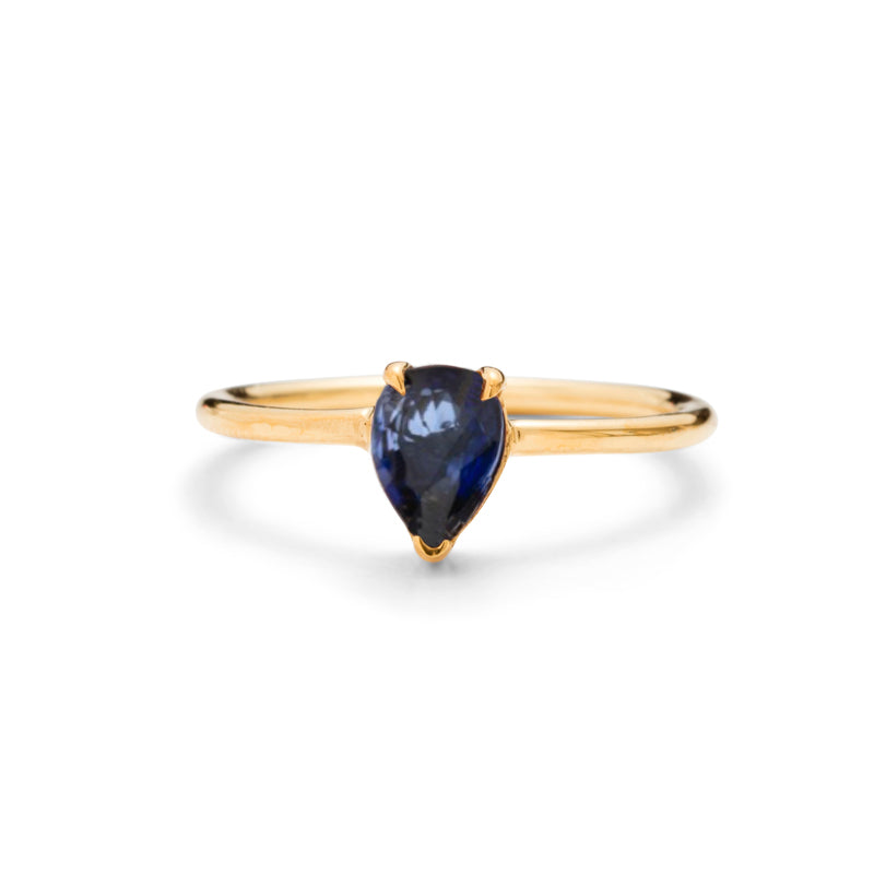 Teardrop Ring, Sapphire, 9kt Yellow Gold