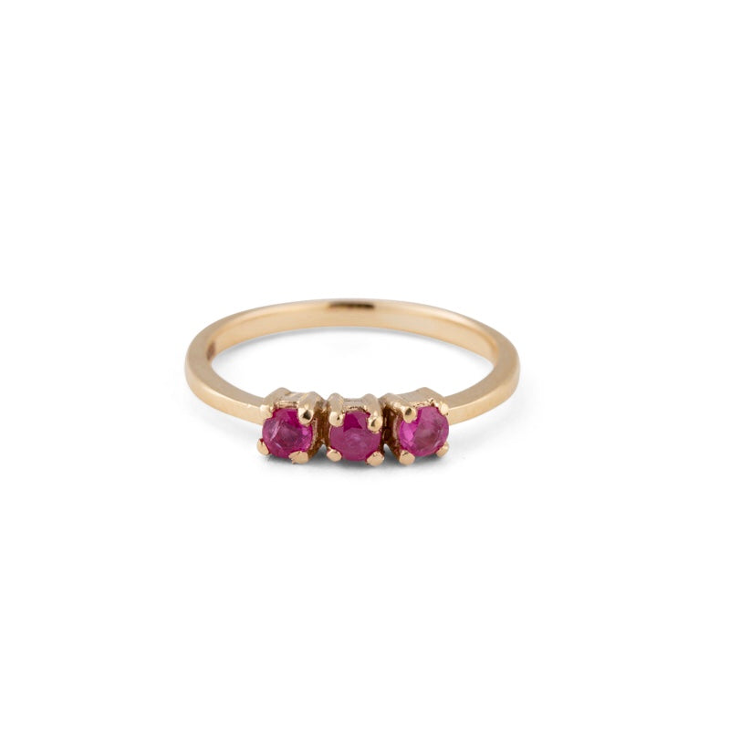 Trinity Ring, Ruby, 9kt Yellow Gold