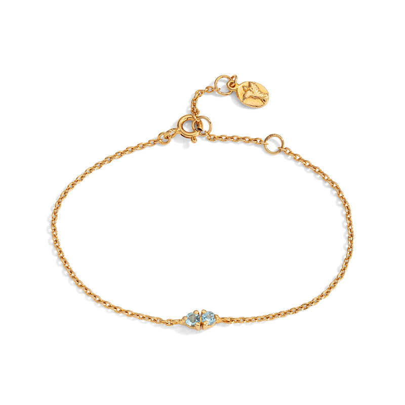Twin Bracelet, Blue Topaz, Gold