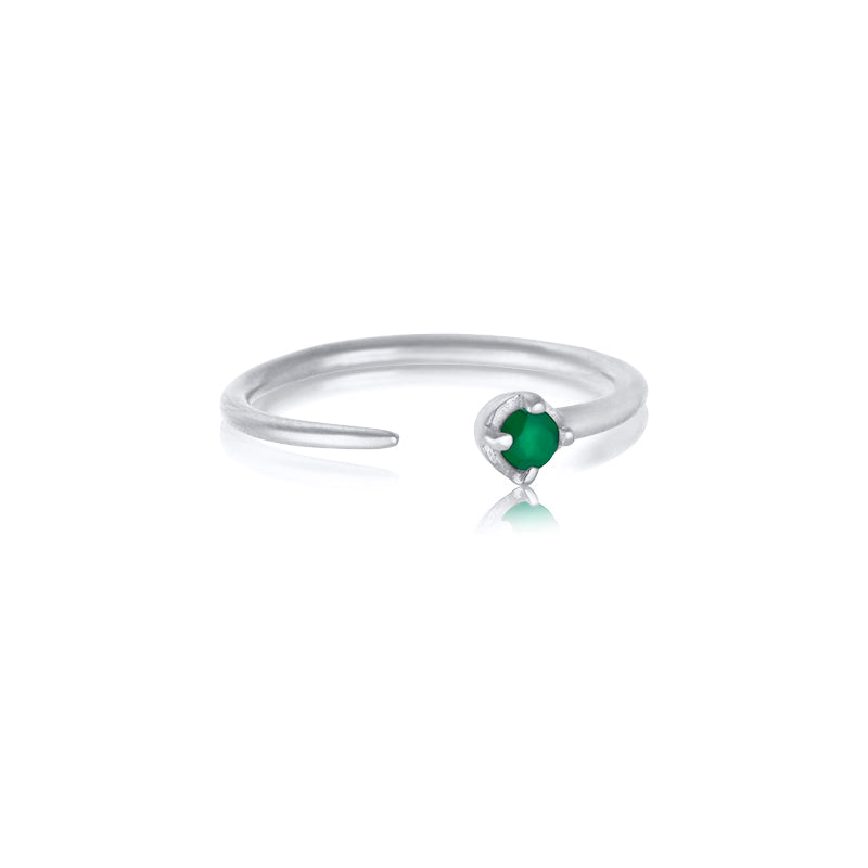 Winkie Ring, Green Onyx, Silver