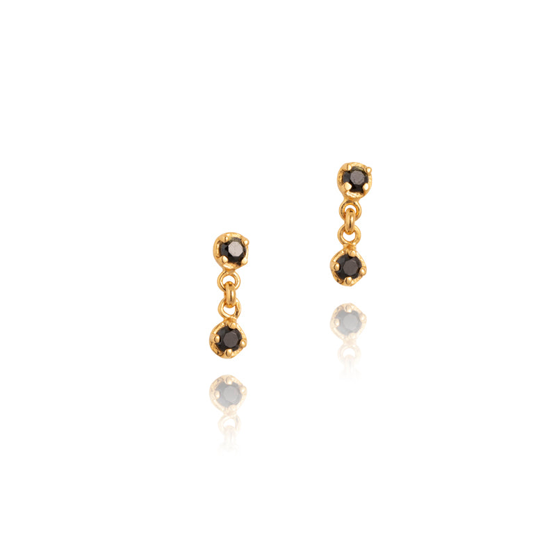 Winkie Duo Stud, Black Spinel, Gold